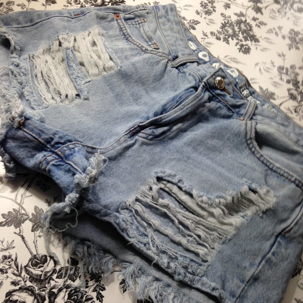 S.O.N.G Distressed Ripped Short Shorts - Picture 2 of 13